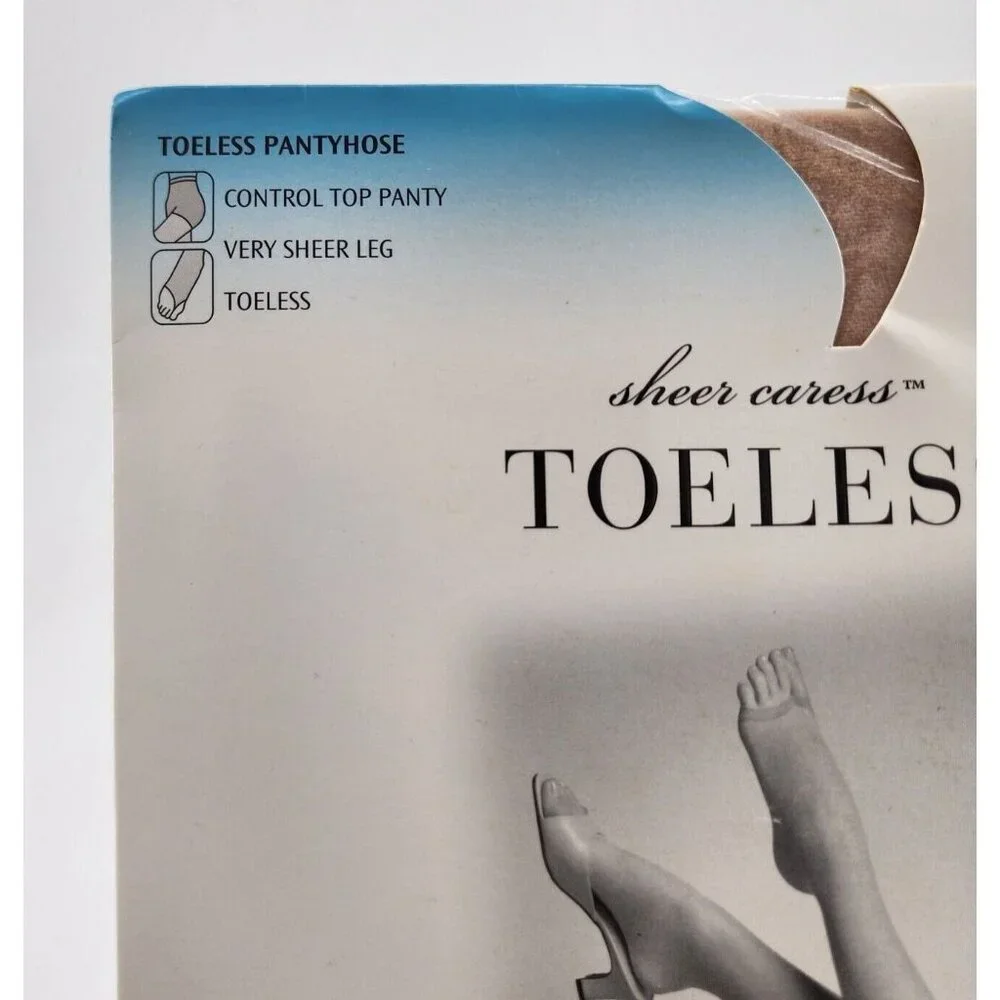 x2 JC‎ Penney Sheer Caress Control Top Toeless Pantyhose Porcelain Size Long